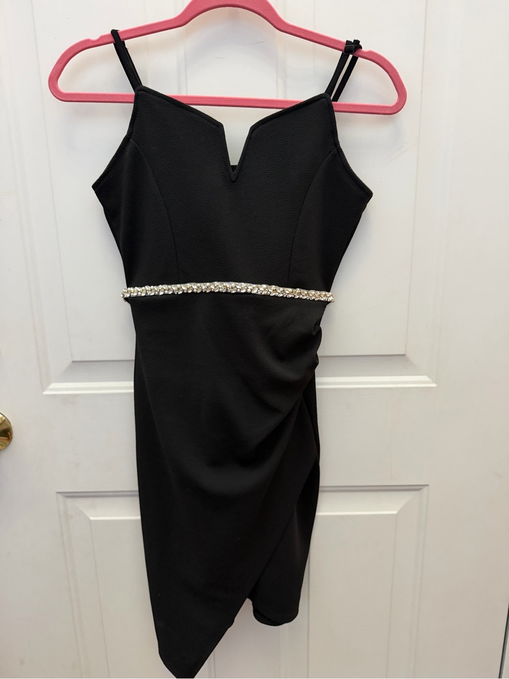 Black Rhinestone-Trim Bodycon Dress